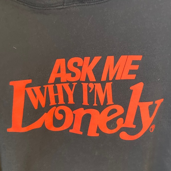 Lonely Ghost Navy Hoodie with Red Text - Picture 4 of 9